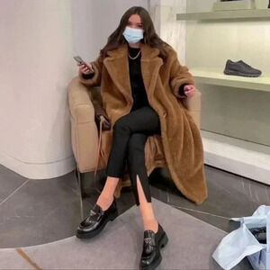 NWT Zara Brown Faux Fur Coat